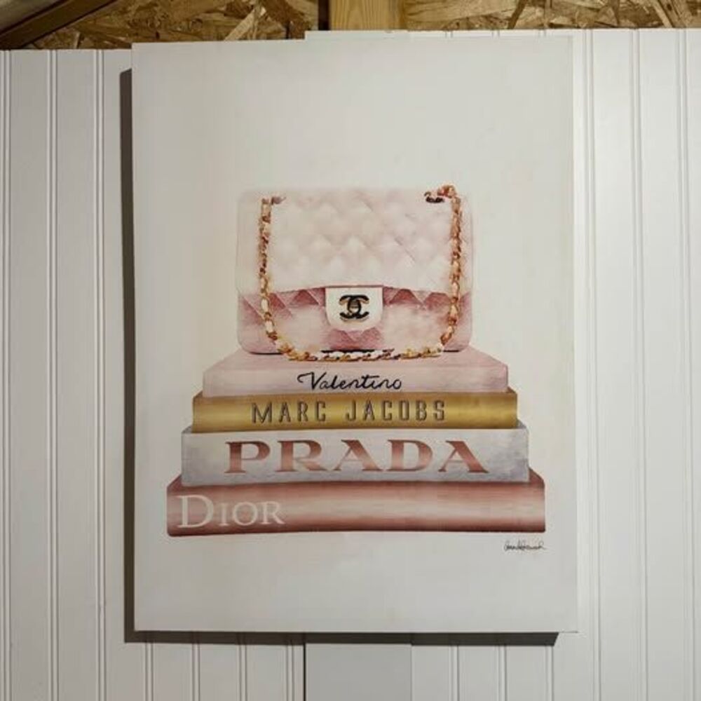 Pink Designer Bookstack Wall Art